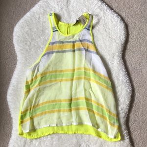 BNWT AEO Sheer Neon Yellow Striped Tank Beach Cover